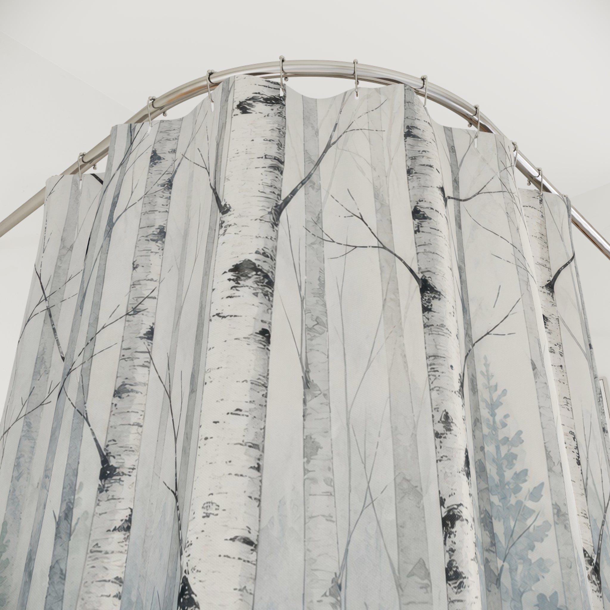 Snowy Birch Tree Shower Curtain