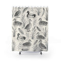 Black White Sketch Duck Shower Curtain
