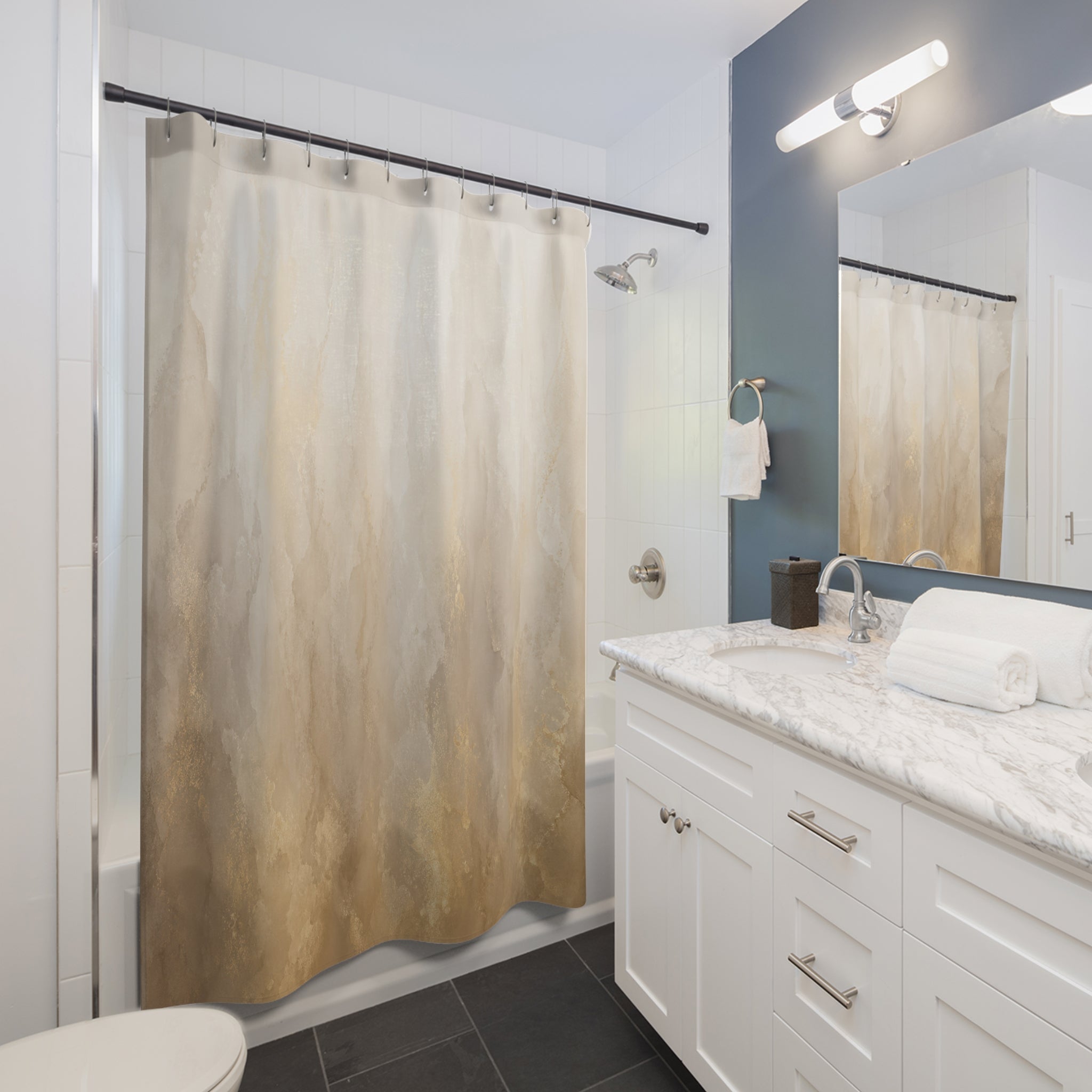 Beige Gold Shower Curtain
