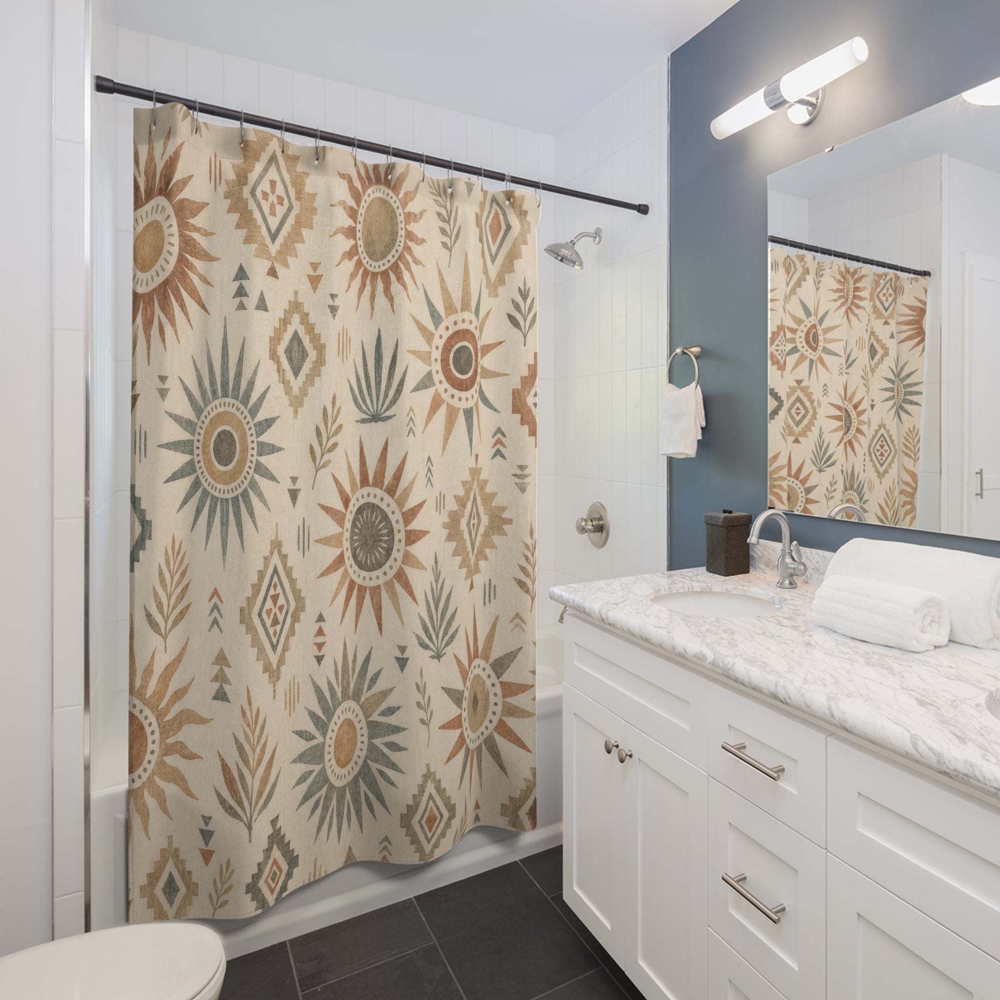 Southwestern Sun Geometric Shower Curtain