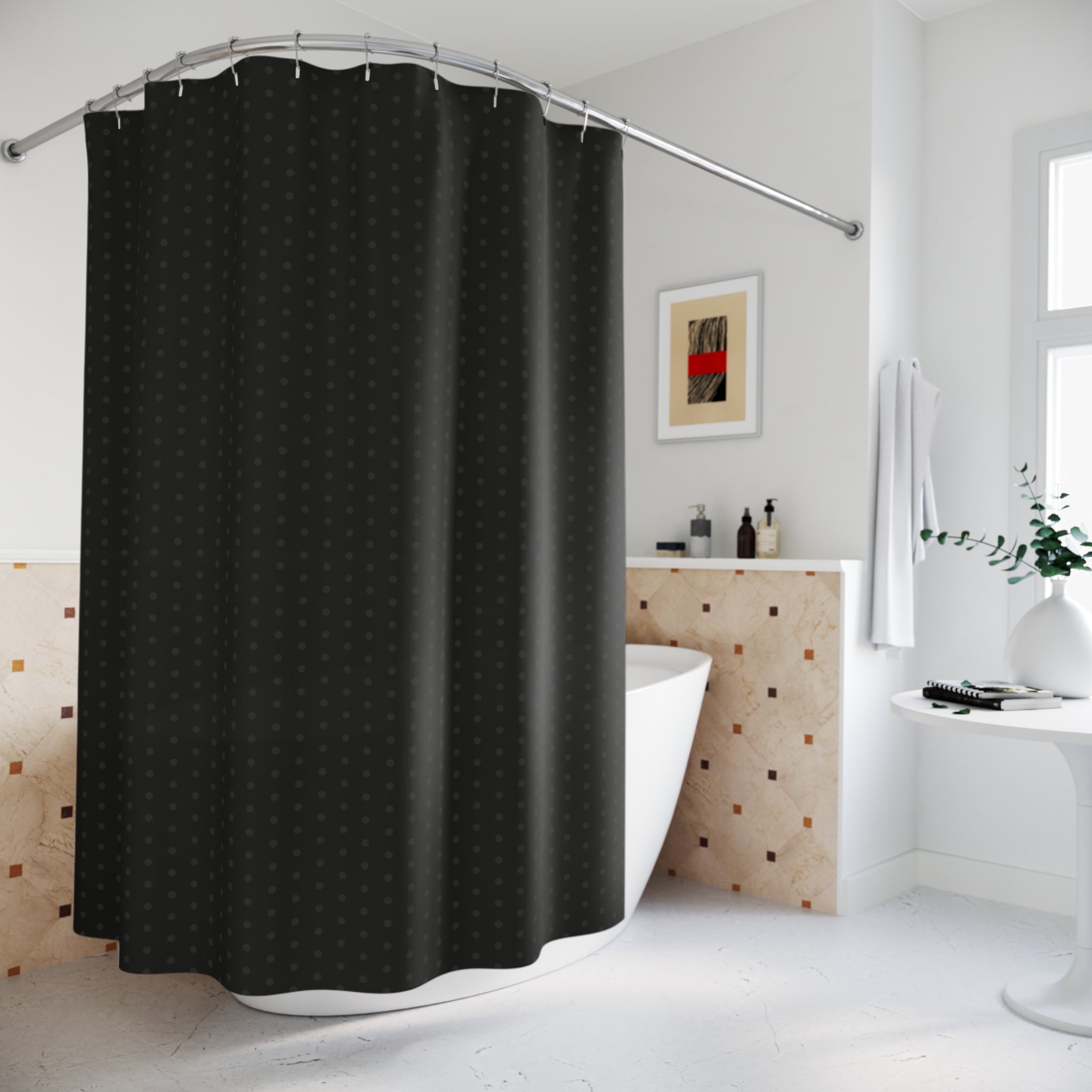 Black on Black Polka Dot Shower Curtain