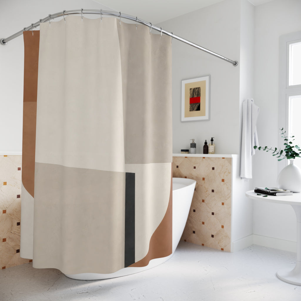 Rust Taupe Geometric Beige Shower Curtain