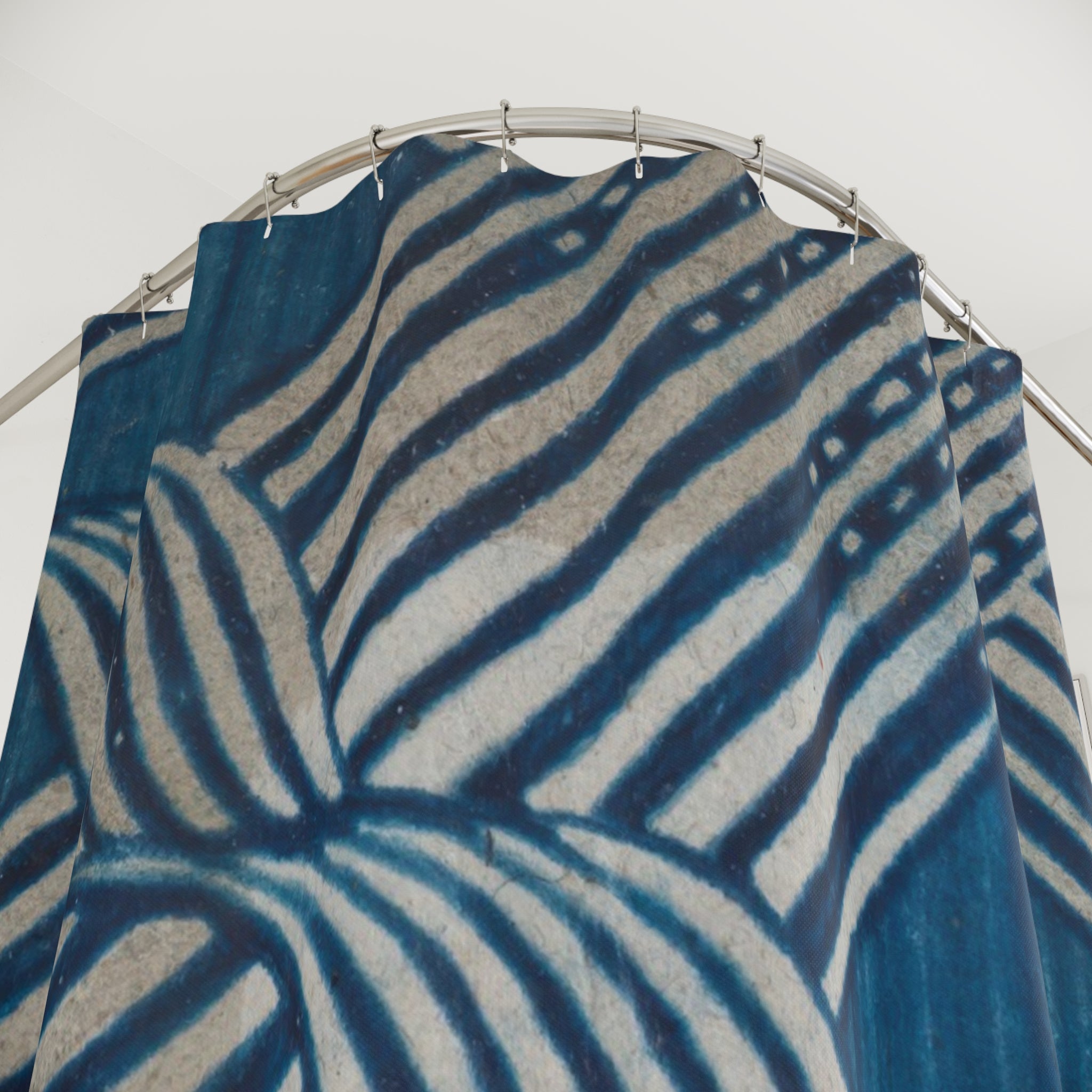 Blue Antique Ribbon Stripe Shower Curtain