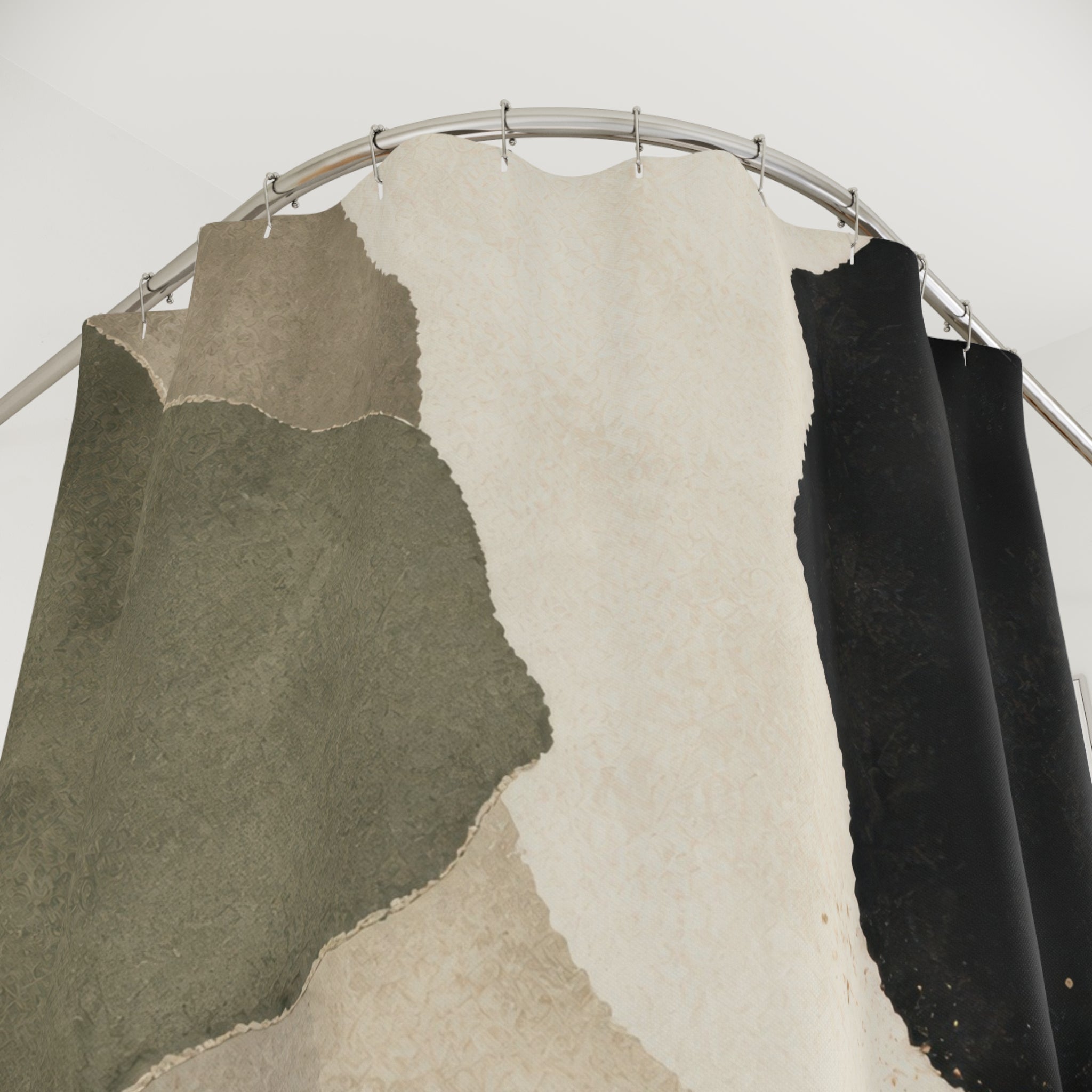 Sage Cream Abstract Black Beige Shower Curtain