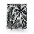 Black White Tropical Tree Shower Curtain