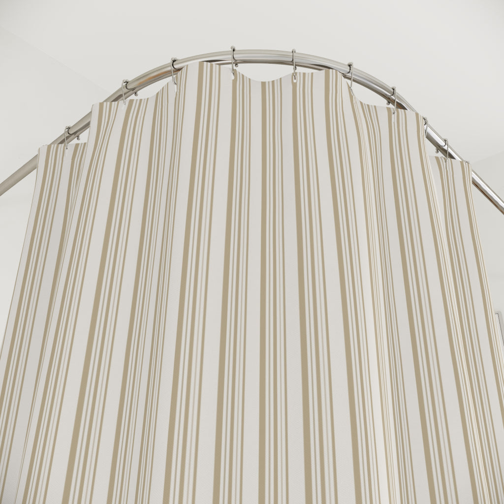 Beige Tone-on-Tone Striped Shower Curtain