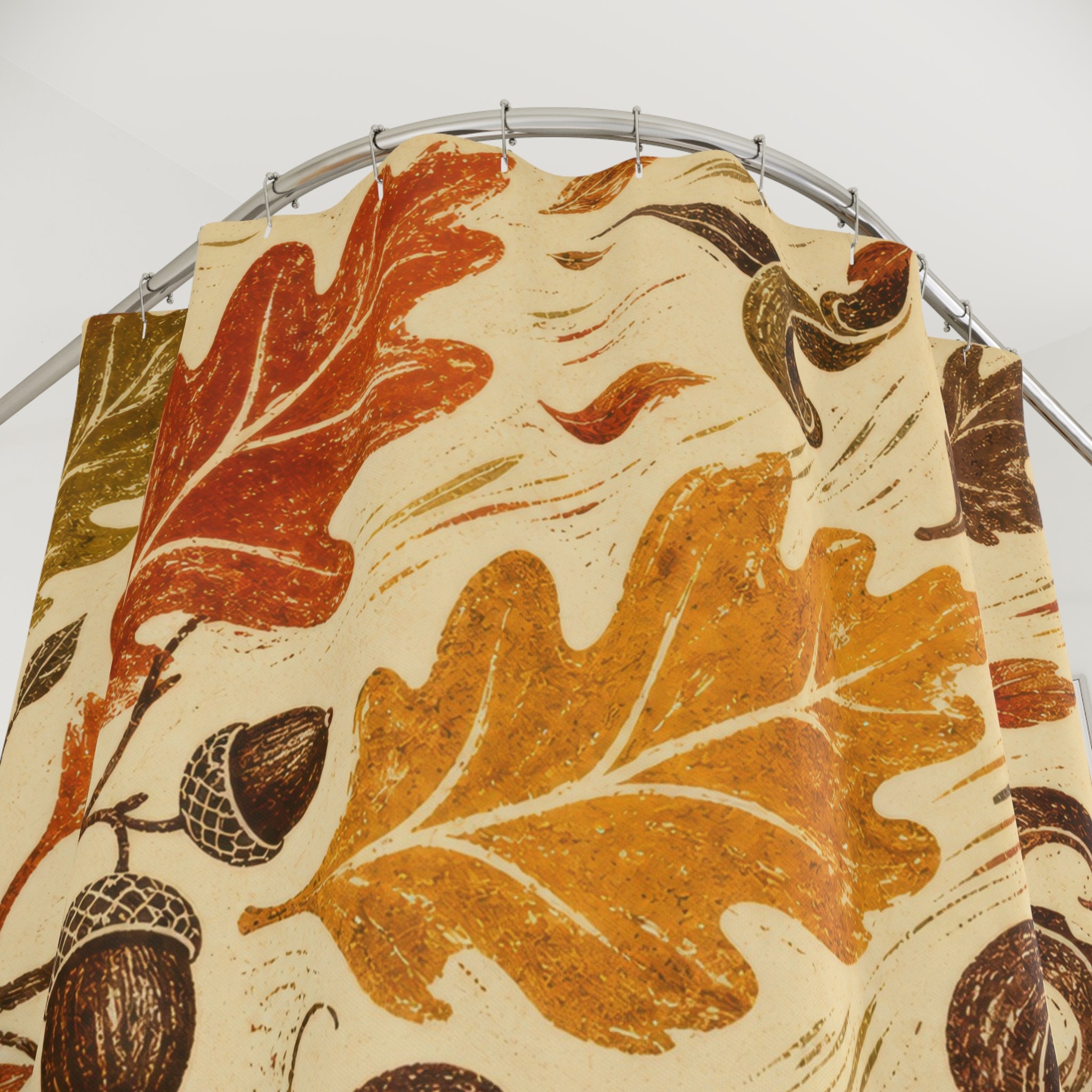 Autumn Oak Block Print Shower Curtain