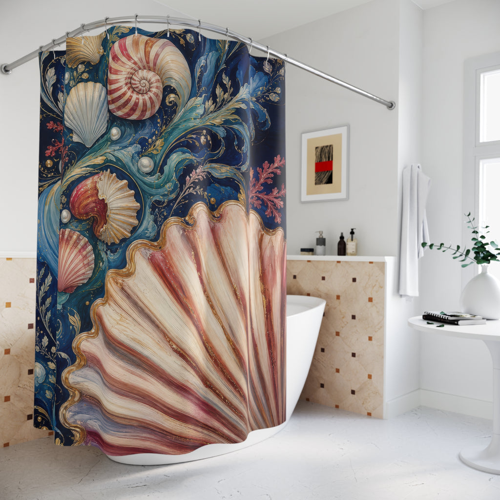 Baroque Shell Current Decorative Shower Curtain