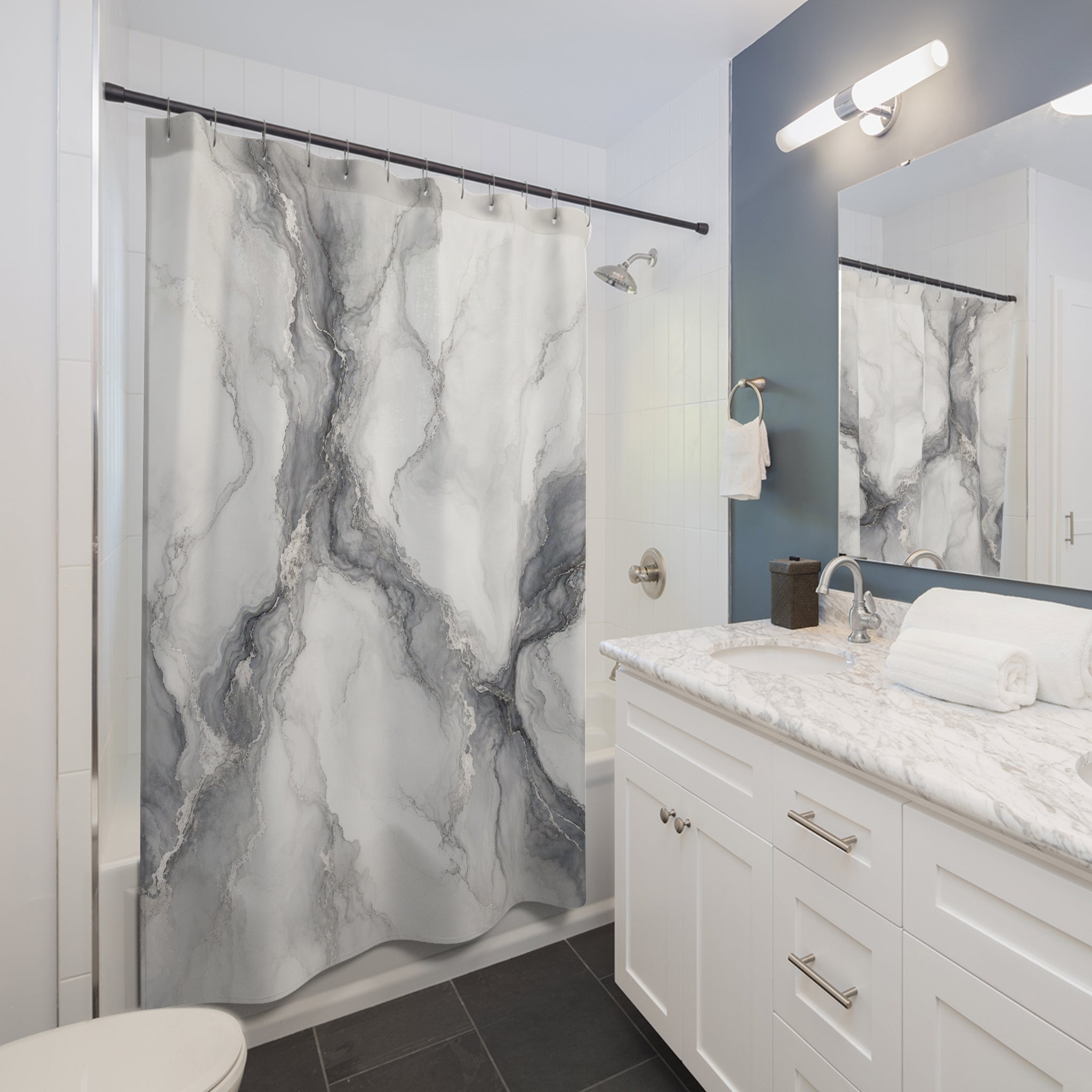 Grey Marble Shower Curtain