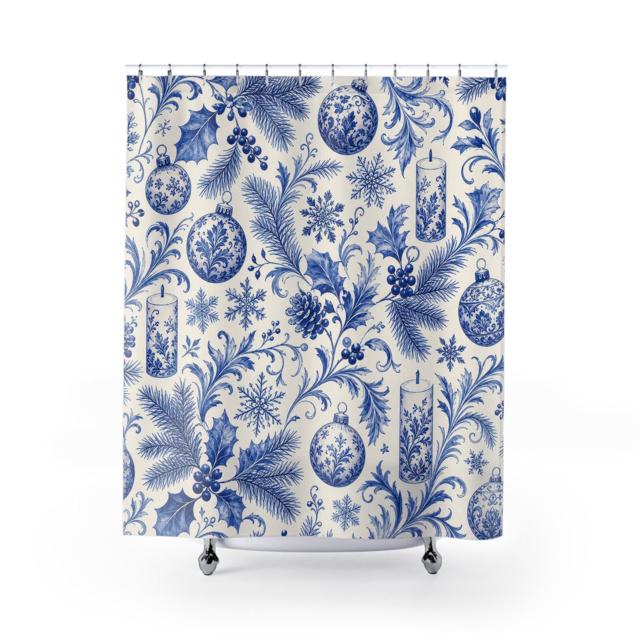 Toile Ornament Snowflake Shower Curtain