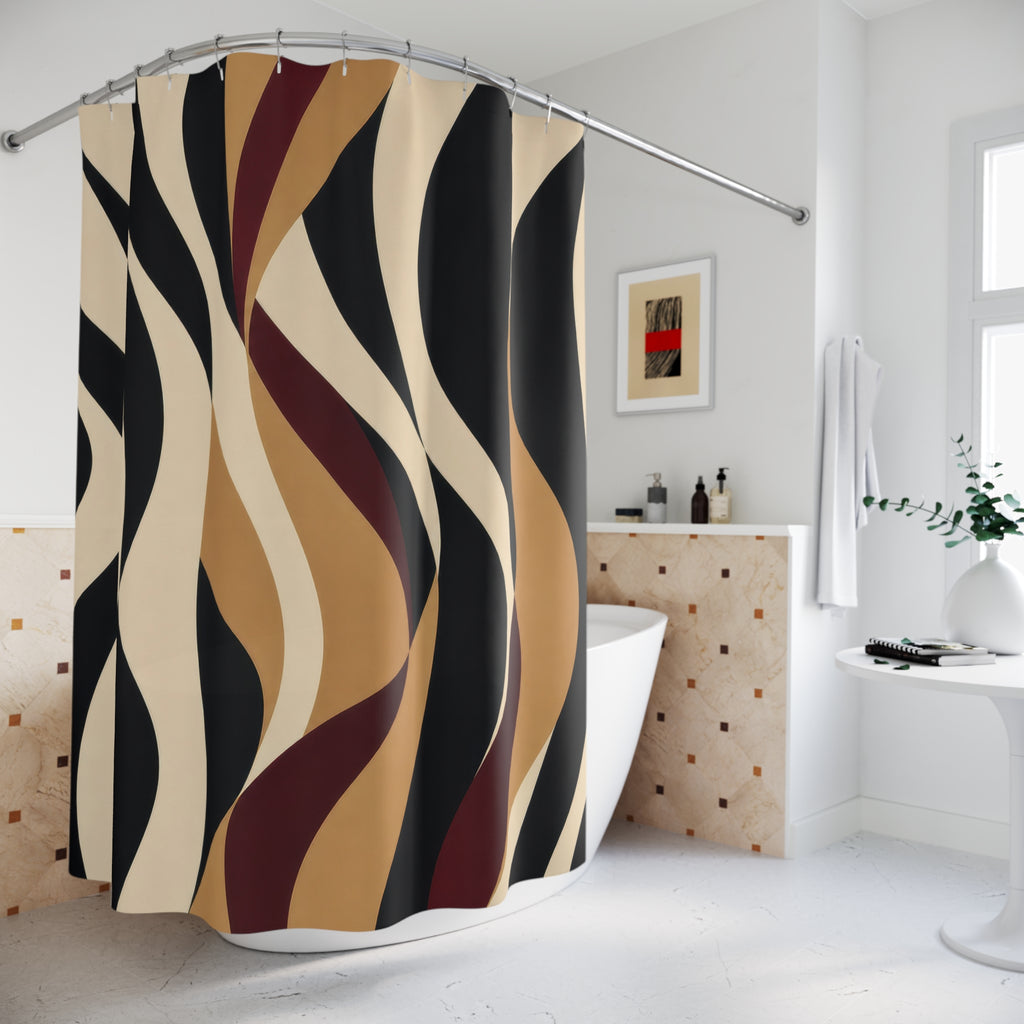 Black & Camel Zebra Ribbon Shower Curtain