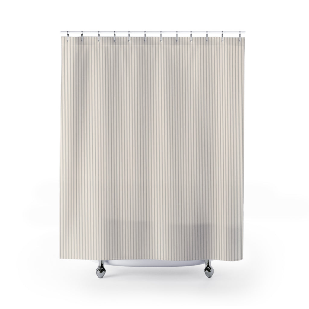 Light Grey Ticking Stripe Shower Curtain