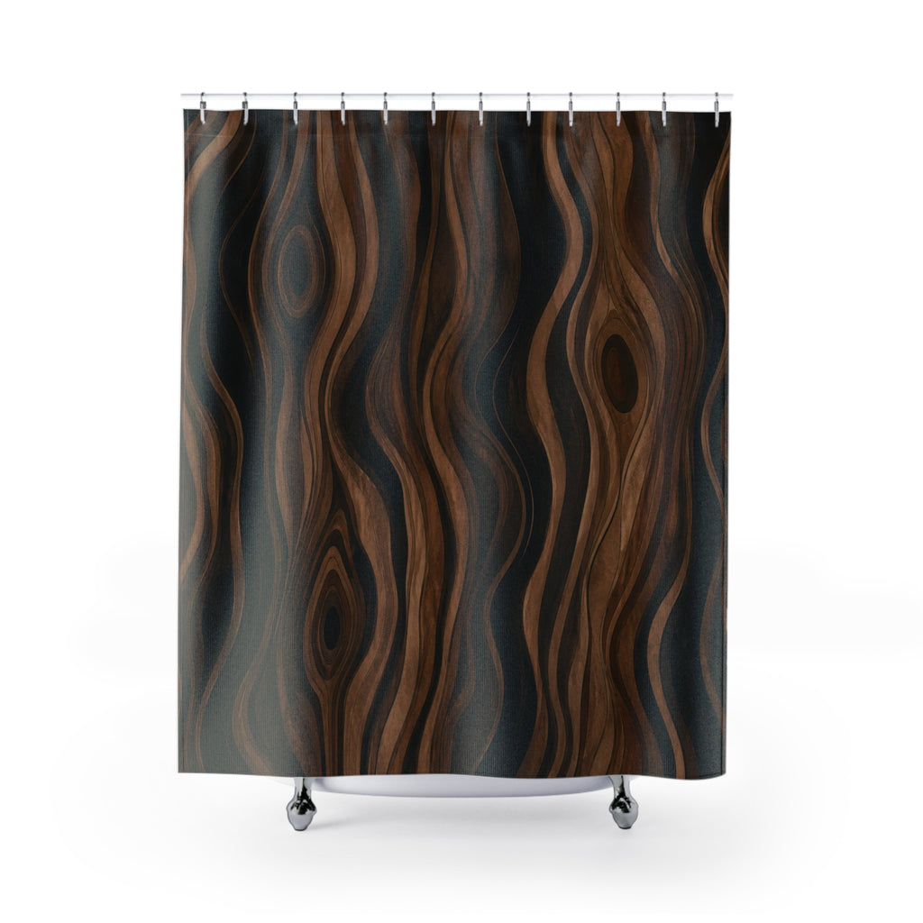 Black Brown Woodgrain Look Shower Curtain