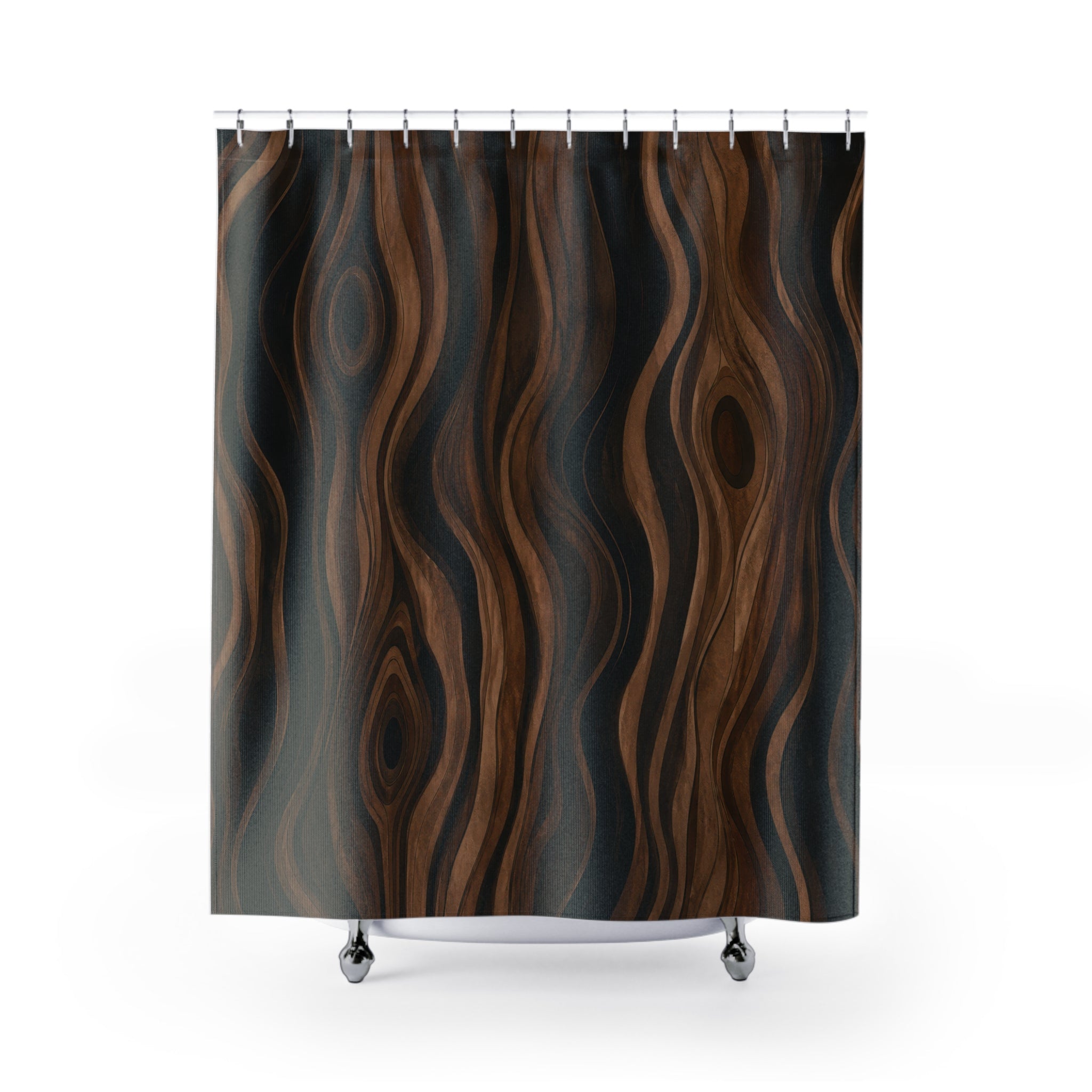 Black Brown Woodgrain Look Shower Curtain