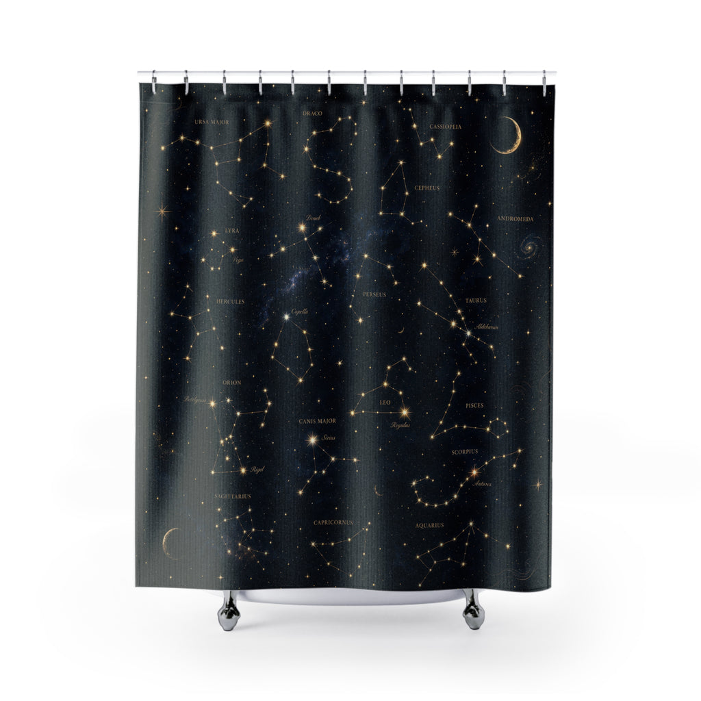 Constellation Shower Curtain: Navy Star Map