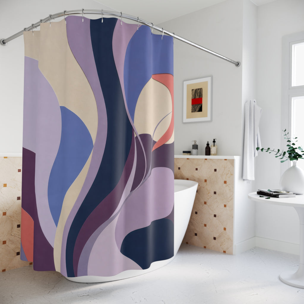Lavender Lilac Paper Cut Wave Shower Curtain