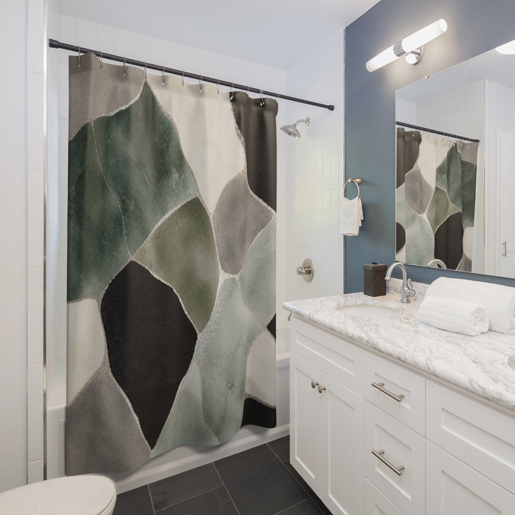 Green Abstract Shower Curtain