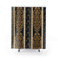 Navy Ochre Ceremonial Damask Shower Curtain
