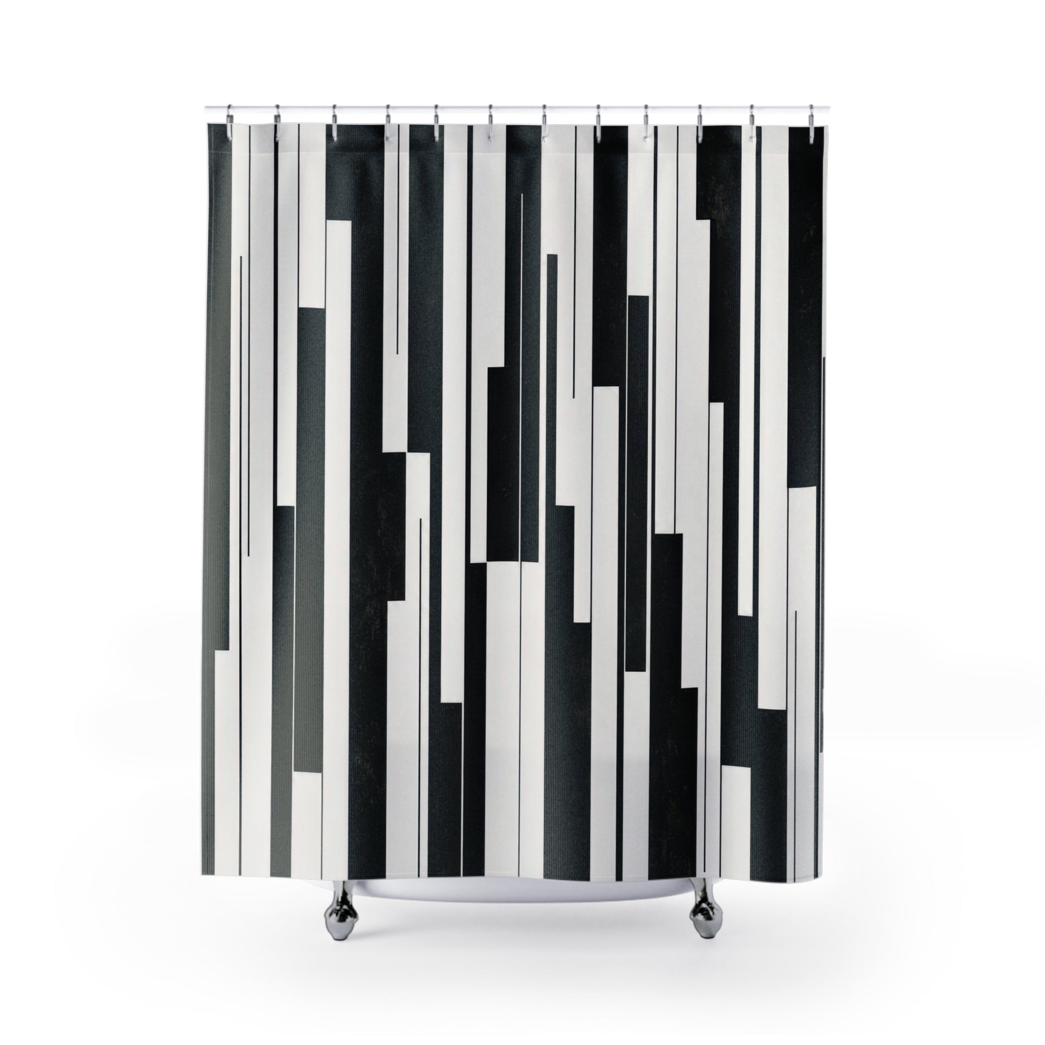 Black White Striped Shower Curtain