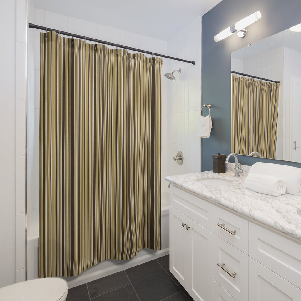 Brown Multi Stripe Shower Curtain — Earth Tones
