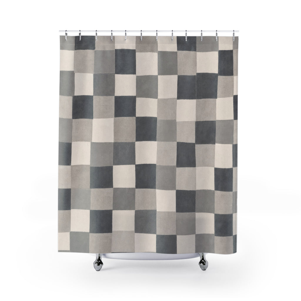 Soft Checkerboard Shower Curtain