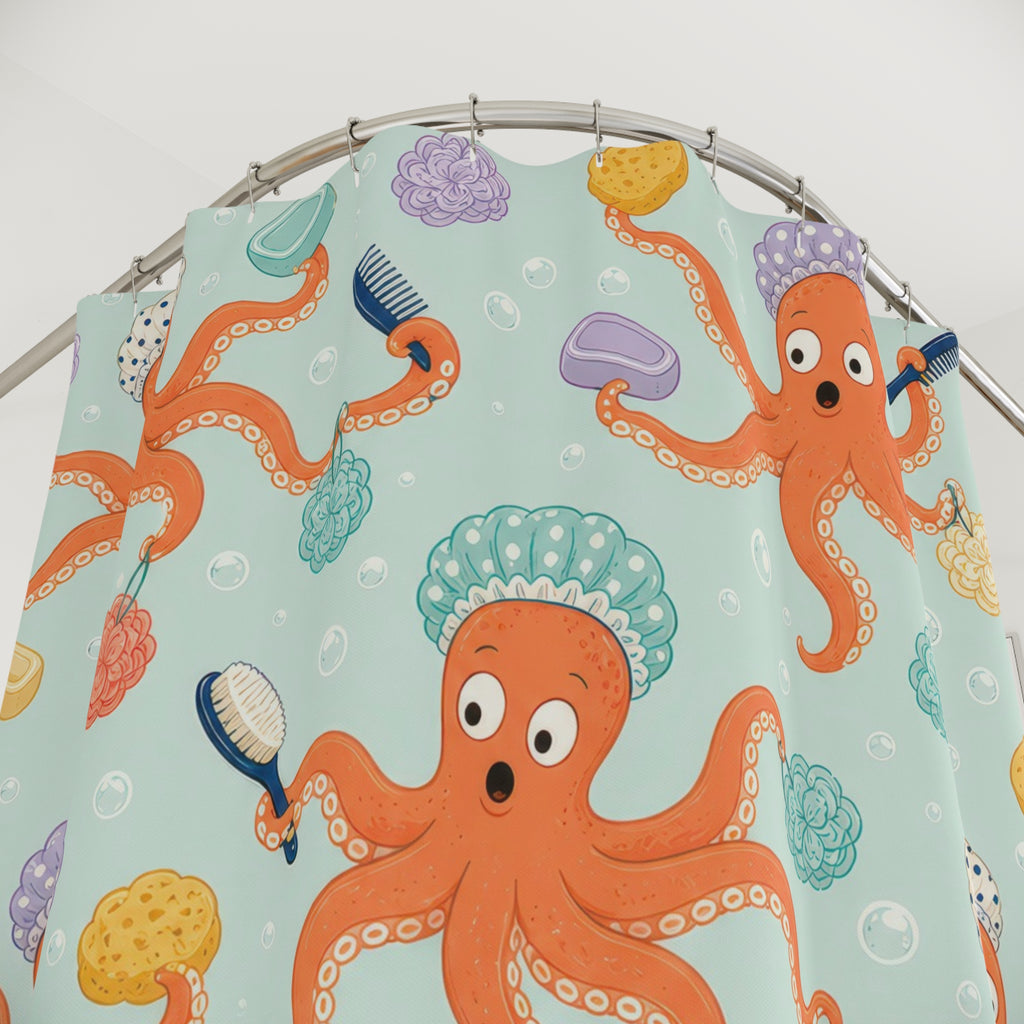 Octopus Shower Cap Shower Curtain