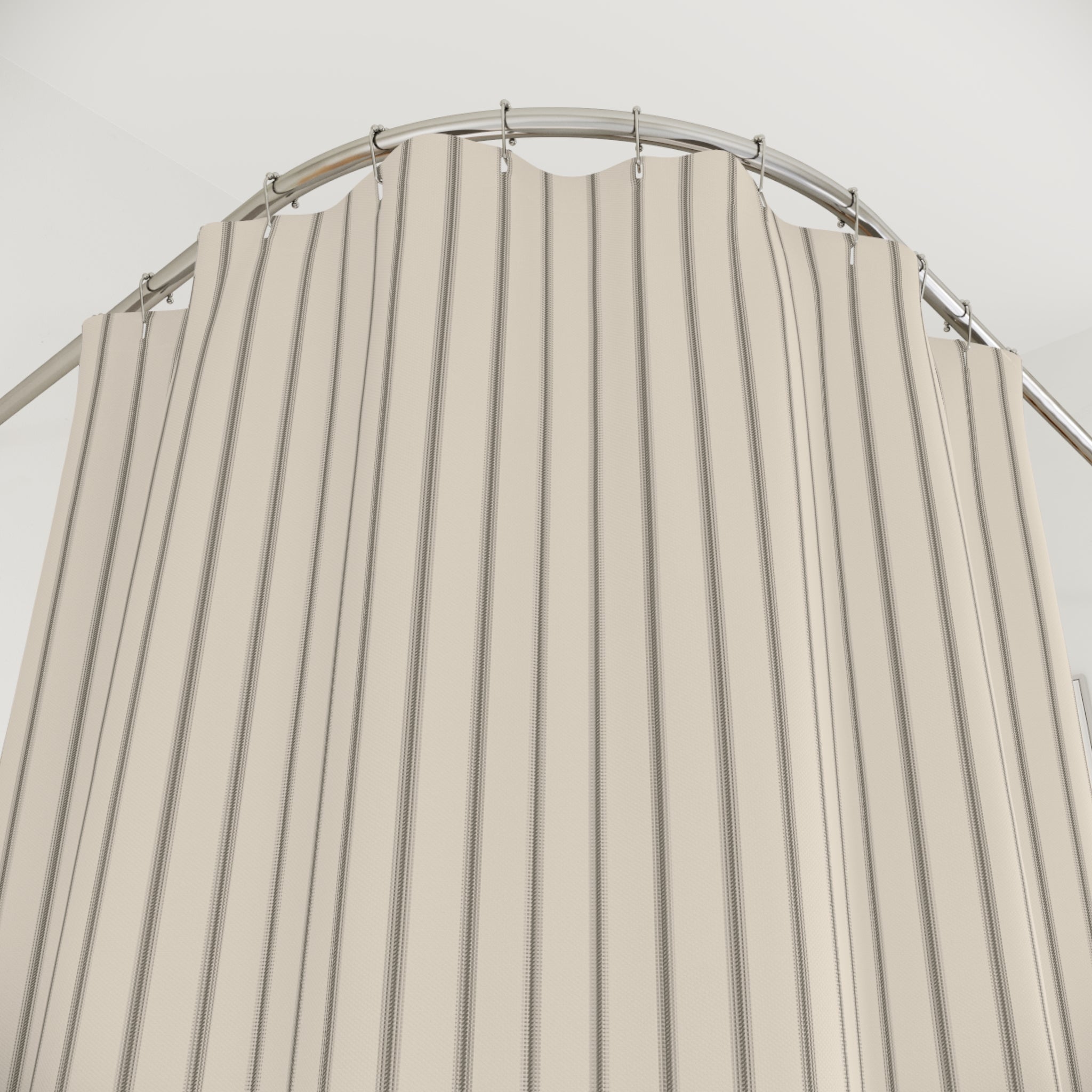 Black Ticking Stripe Shower Curtain – Woven Texture