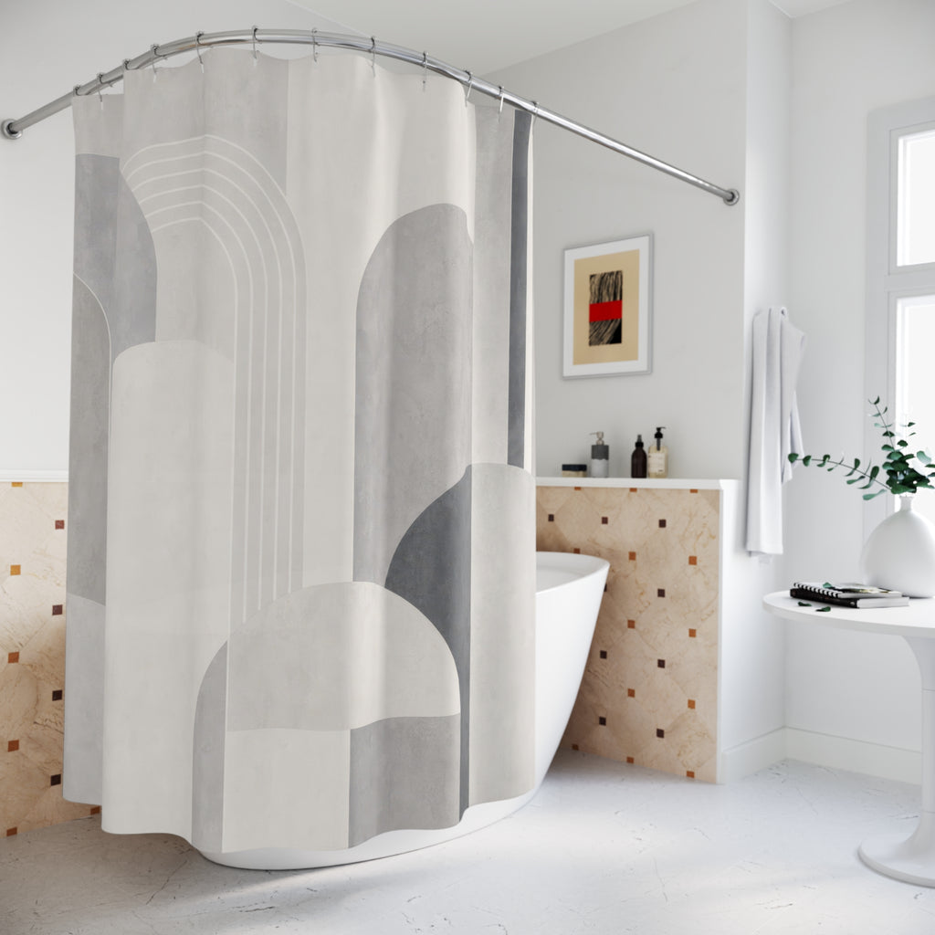 Grey White Geometric Shower Curtain