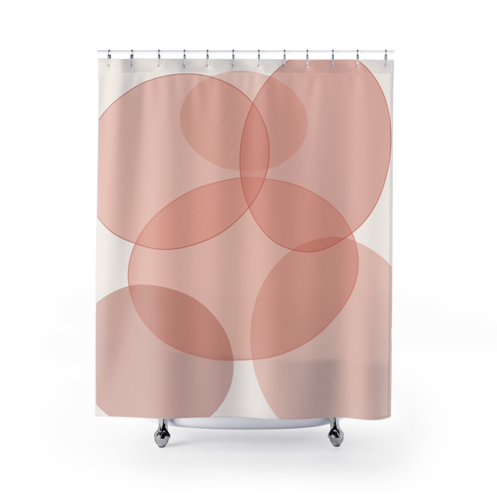 Abstract Coral and Beige Shower Curtain