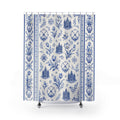 Blue and White Floral Shower Curtain