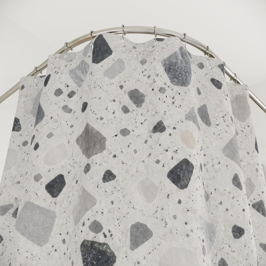 Gray White Stone Chip Shower Curtain