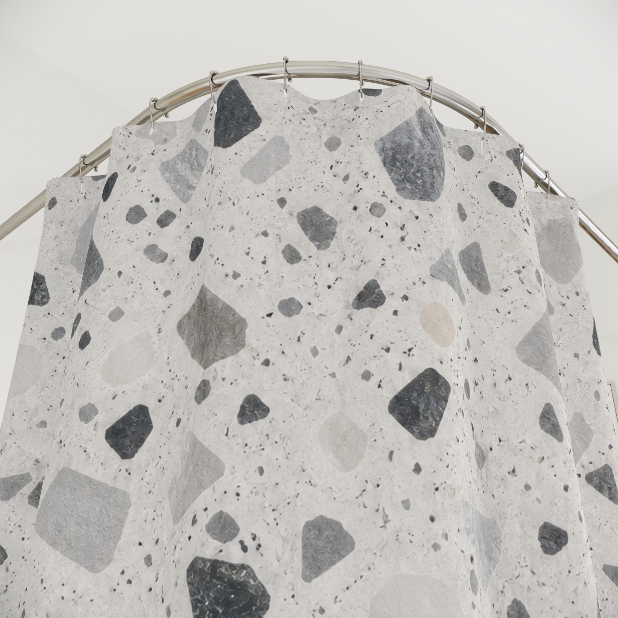Gray White Stone Chip Shower Curtain