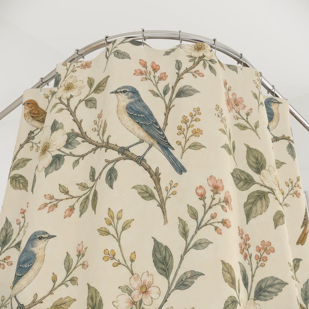 Floral Birds Bird Shower Curtain