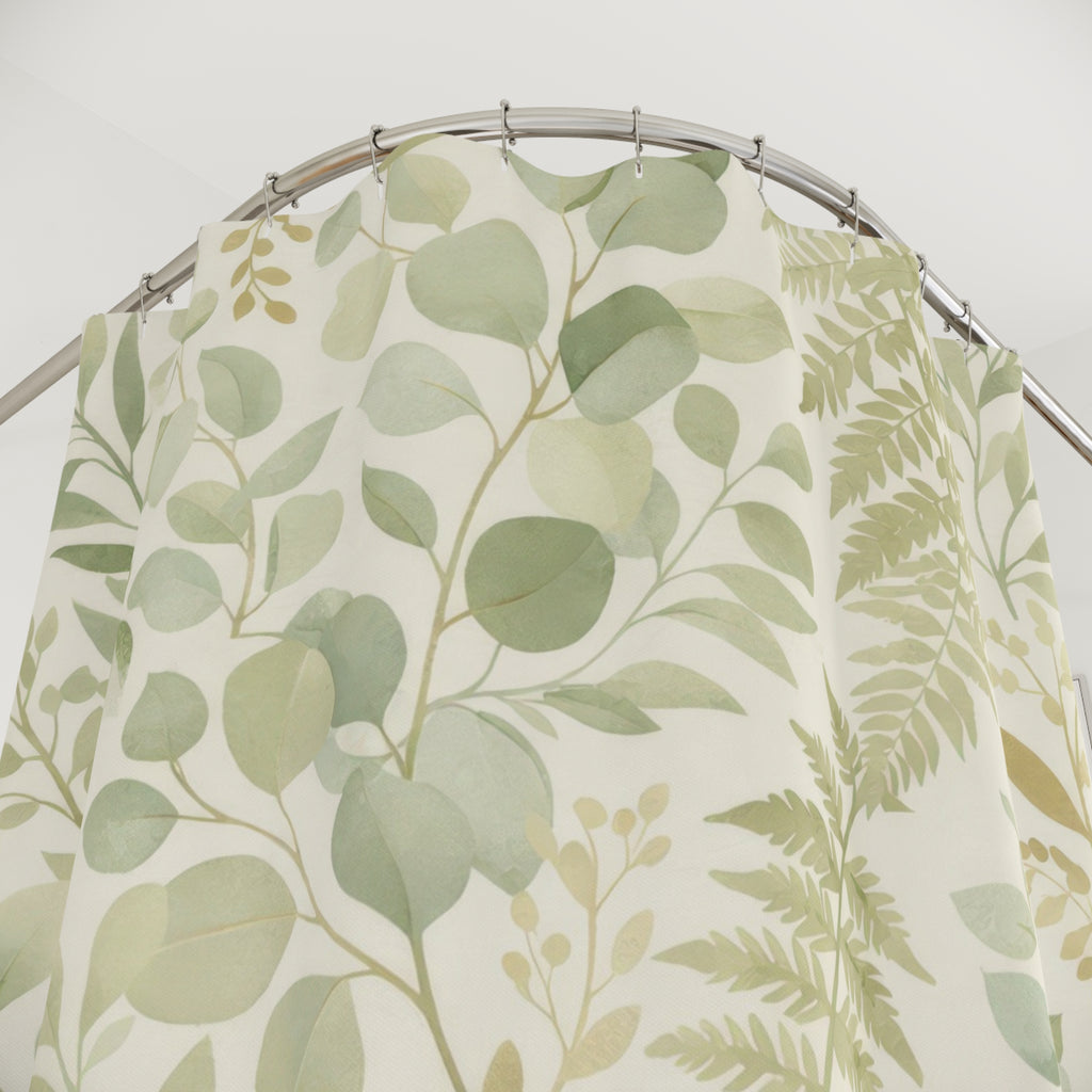 Green Botanical Eucalyptus Shower Curtain