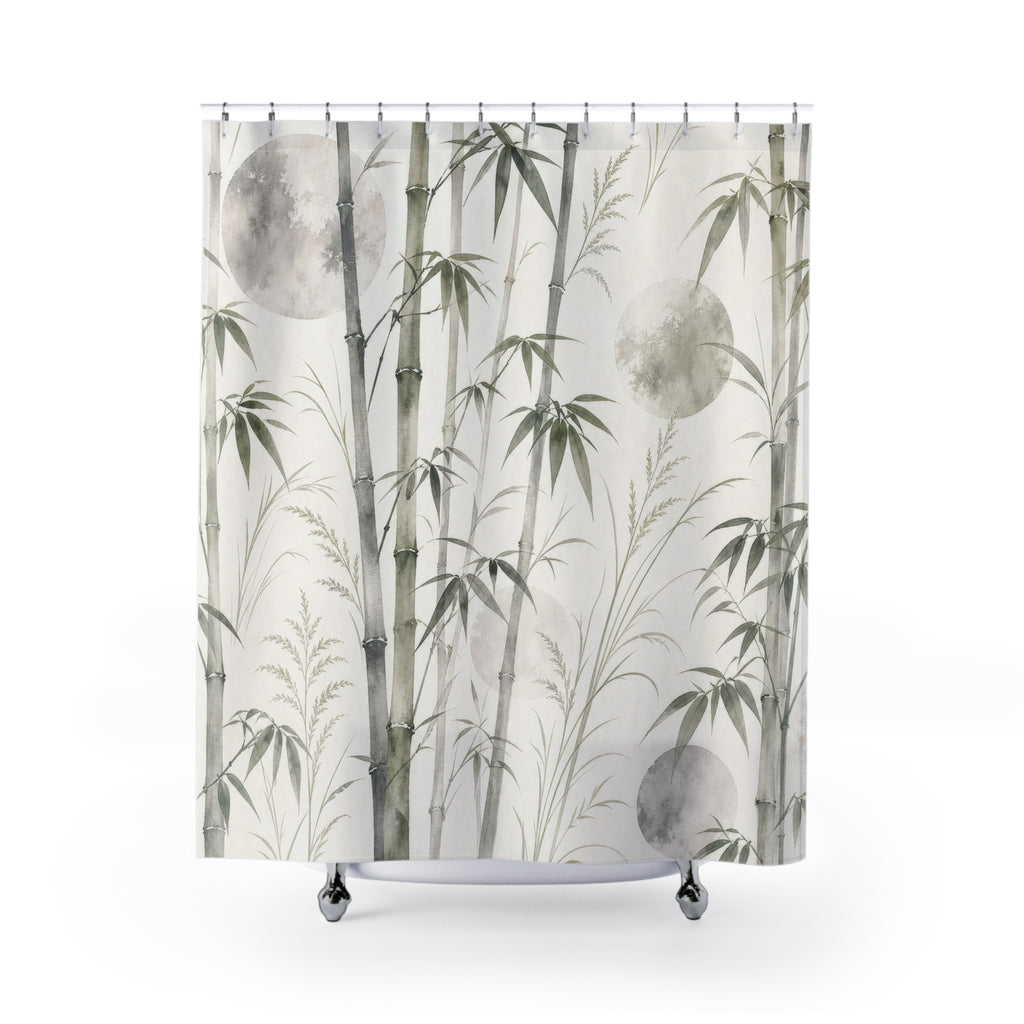 Sage Bamboo Shower Curtain, Sage Green Nature Bathroom Decor, Bamboo Botanical Bath Curtain, Guest Bath Decor, Small Bathroom Decor