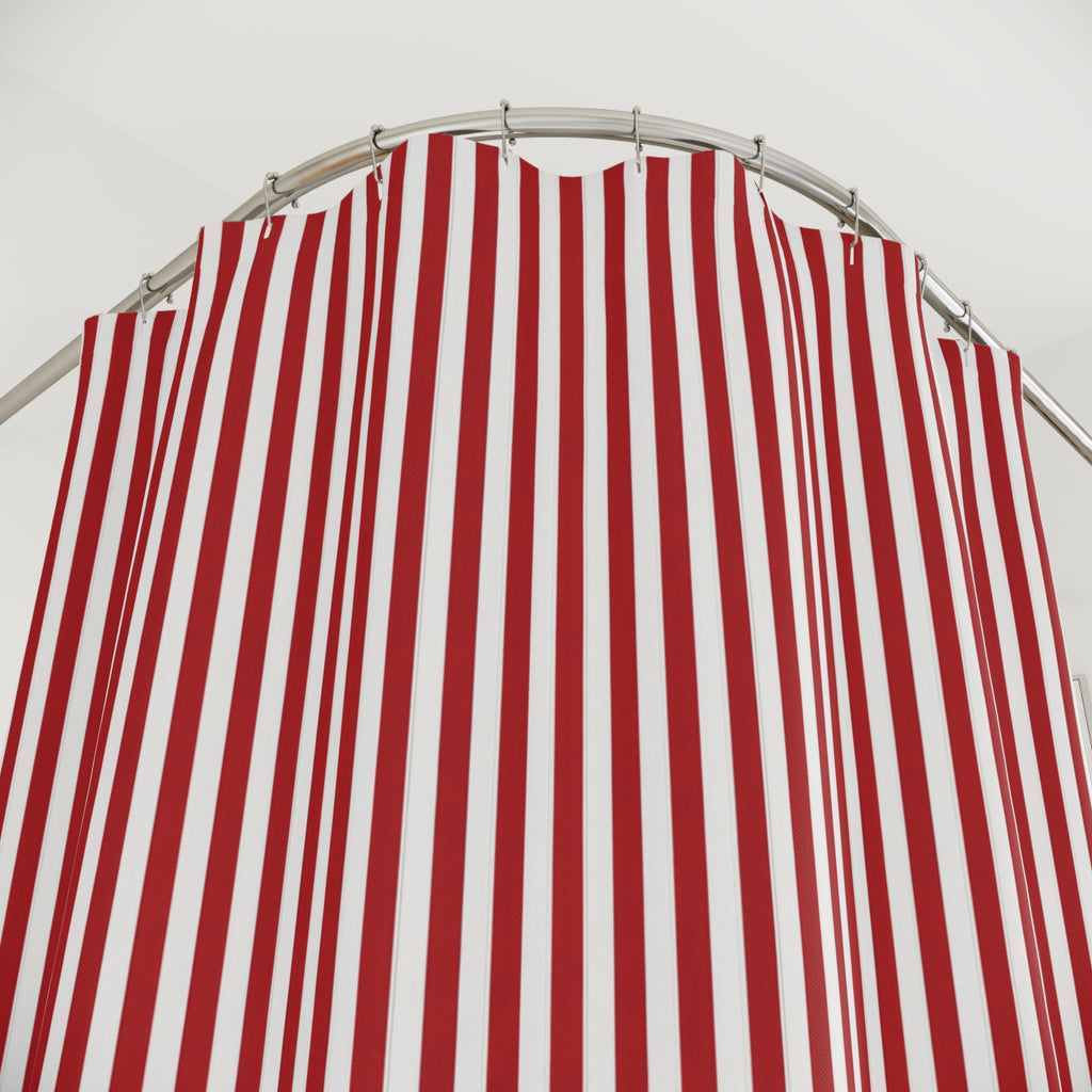 Dark Red Pinstripe Shower Curtain