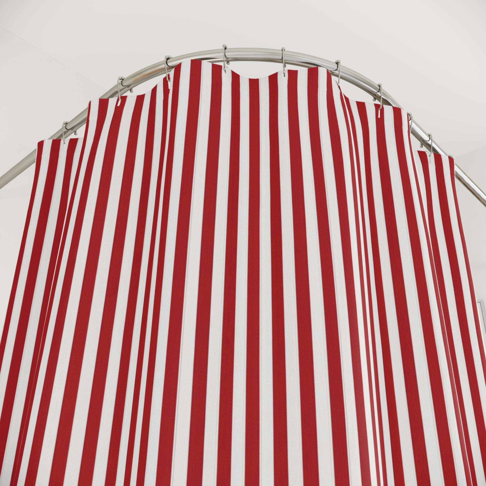 Dark Red Pinstripe Shower Curtain