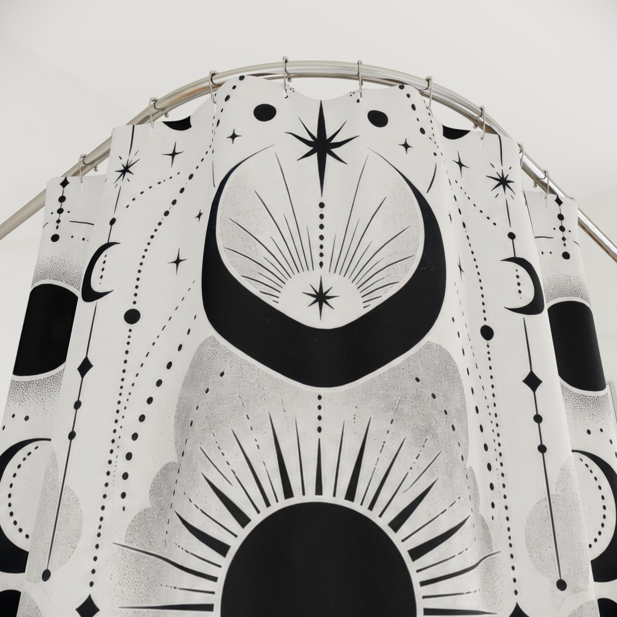 Black White Celestial Shower Curtain
