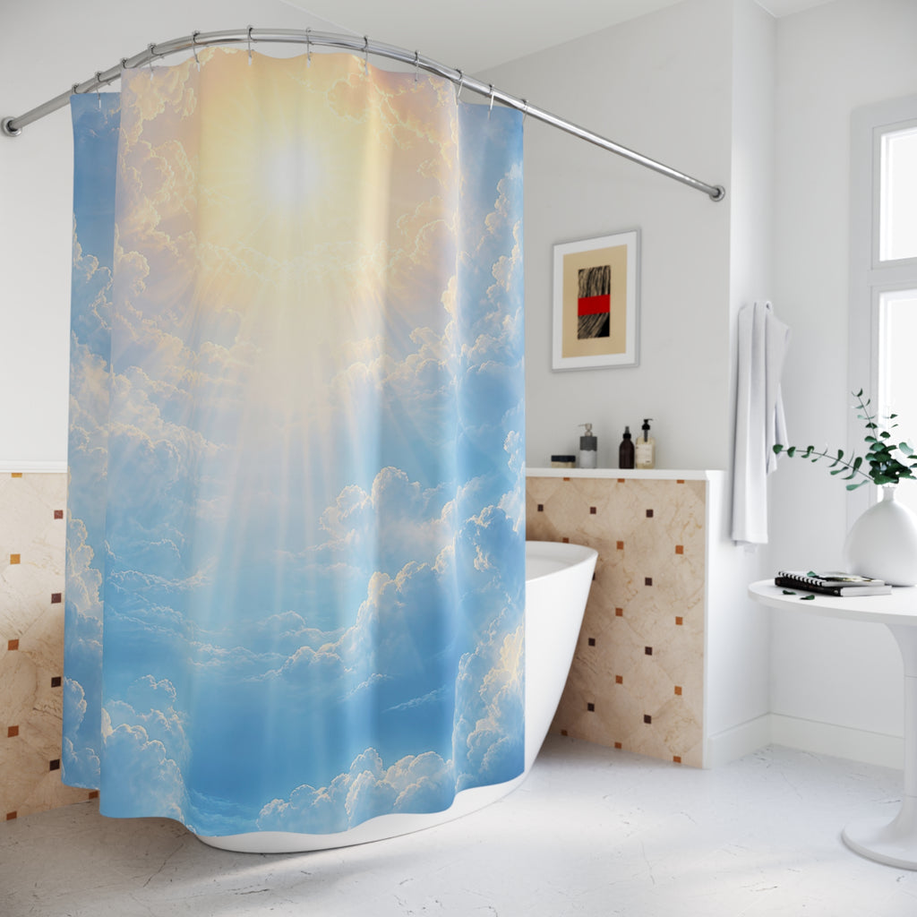 Sky Blue Sunbeam Cloudscape Shower Curtain