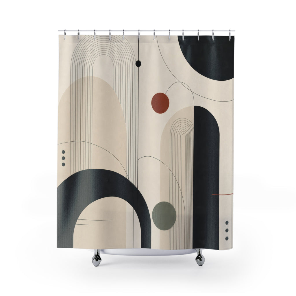 Black Beige Minimalist Shower Curtain