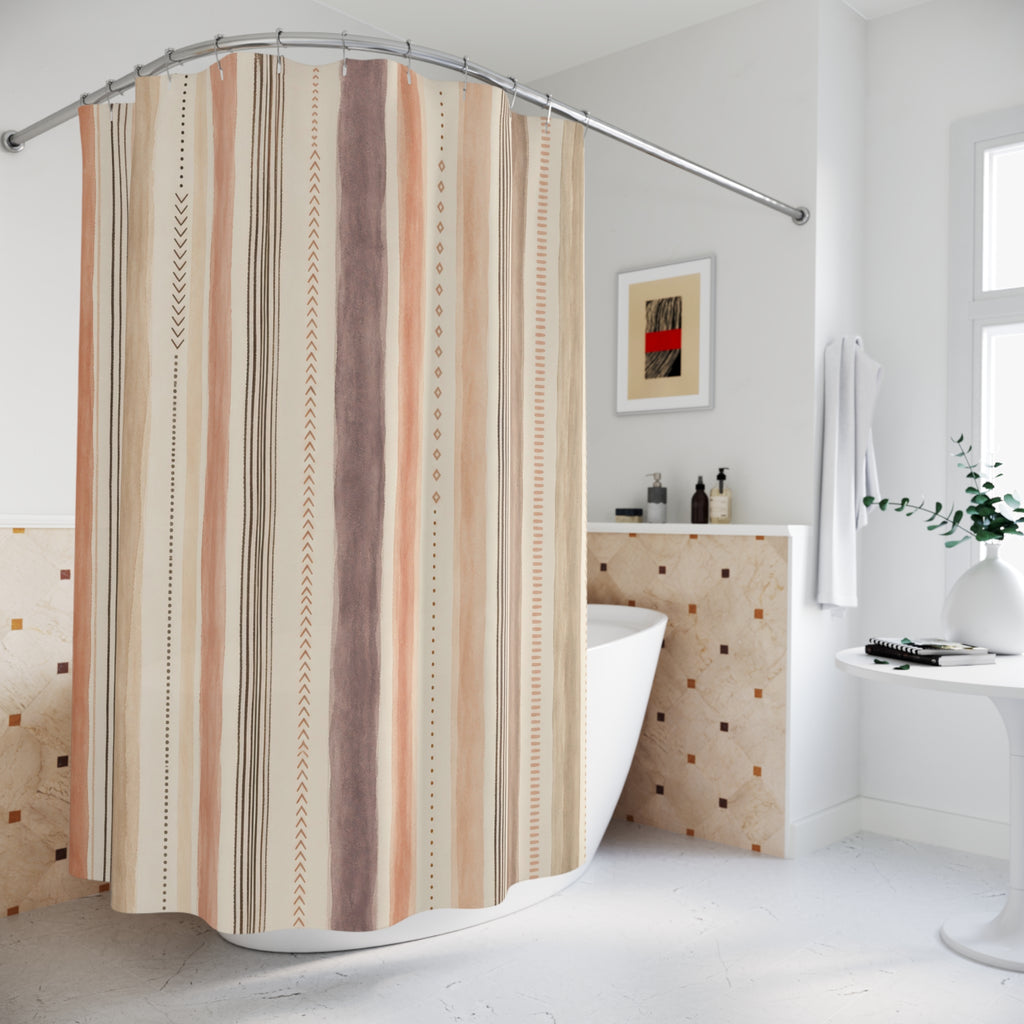 Pale Blush Beige Watercolor Stripe Shower Curtain