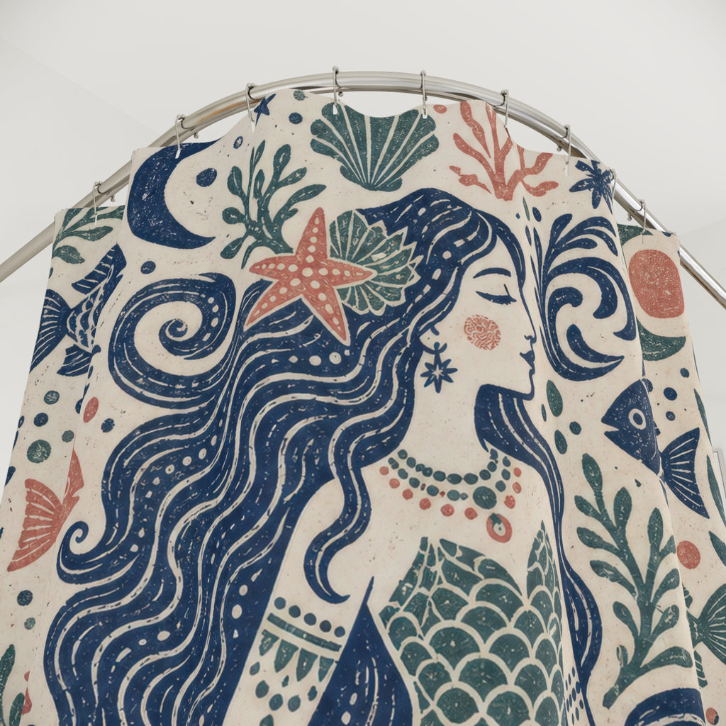 Folk Art Ocean Shower Curtain
