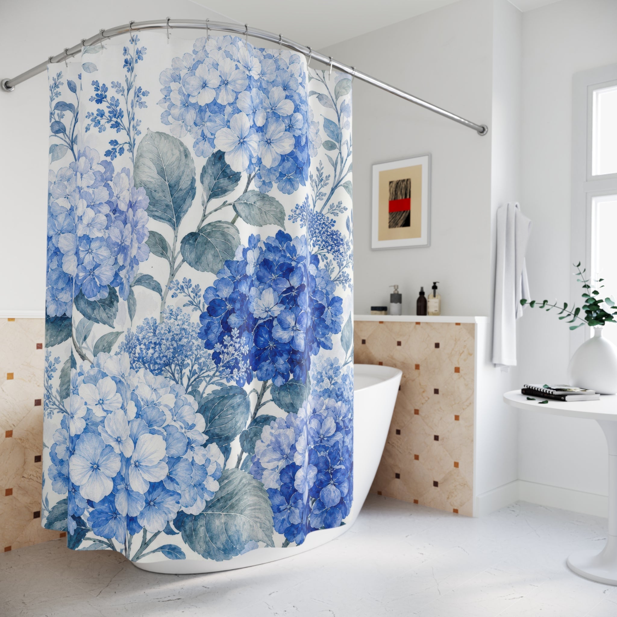 Blue Hydrangea Shower Curtain