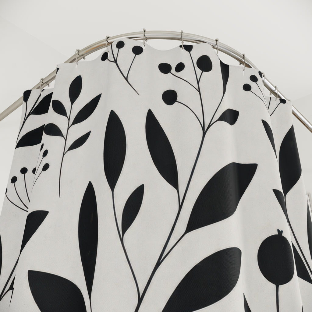 White Leaf Shower Curtain