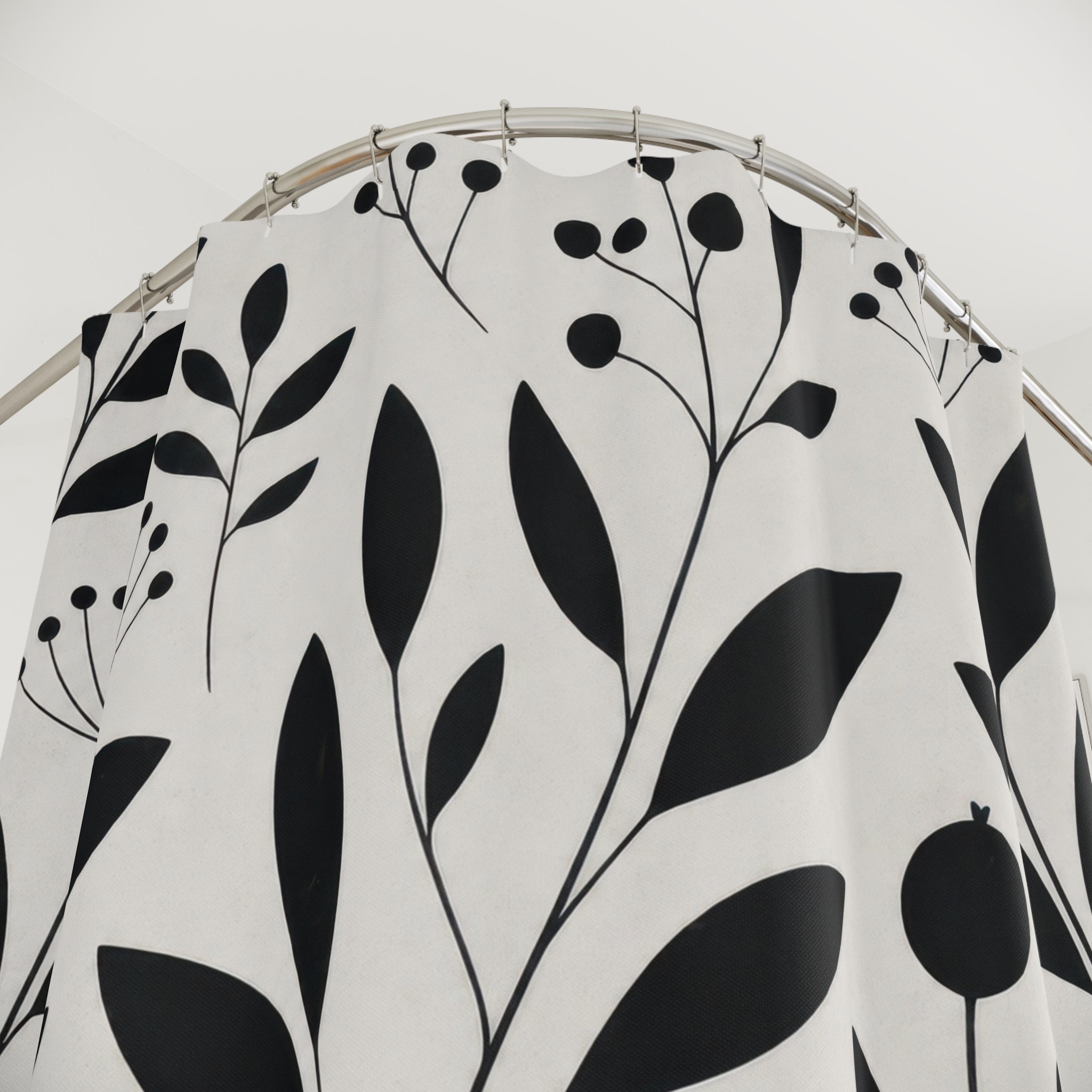 White Leaf Shower Curtain