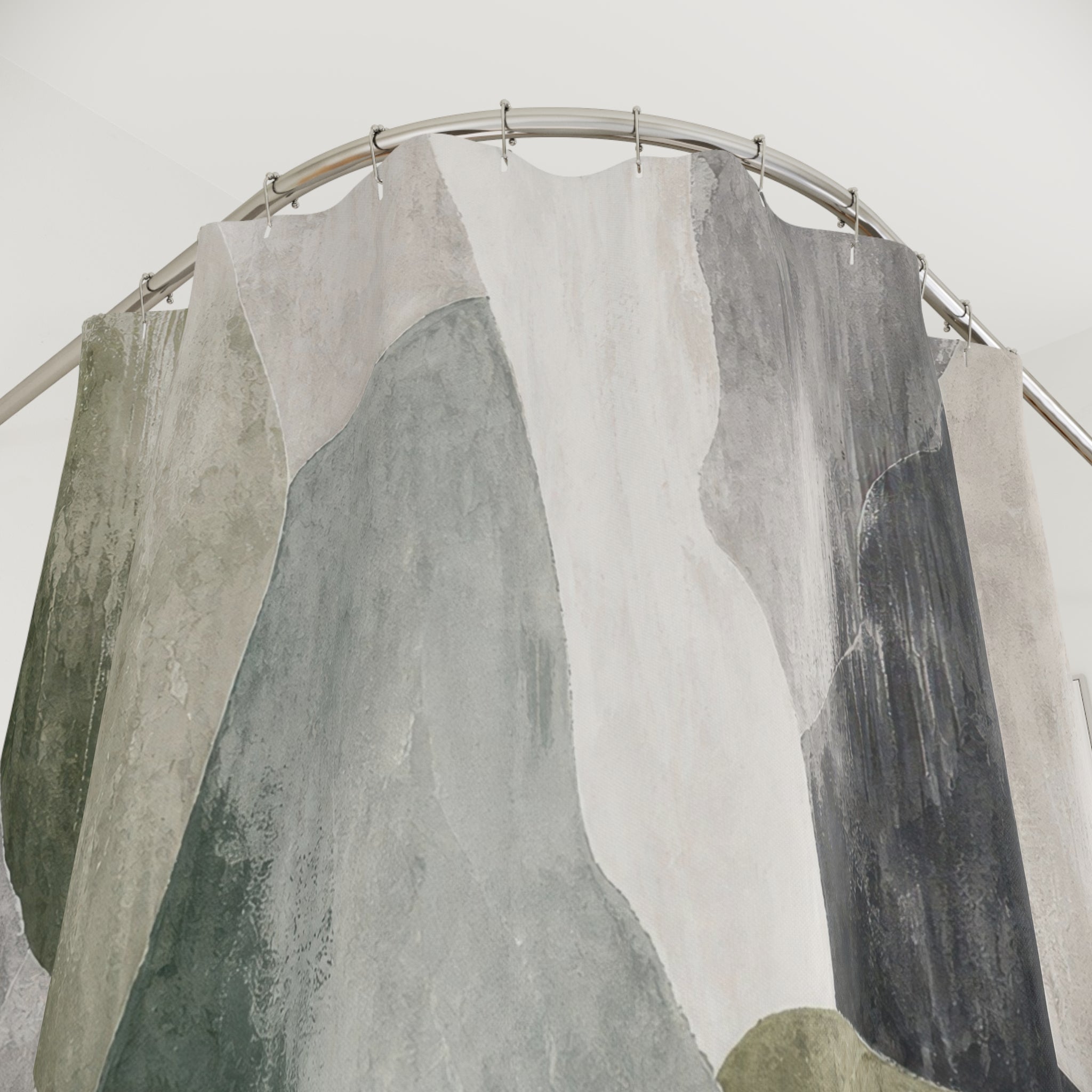 Green Gray Abstract Shower Curtain