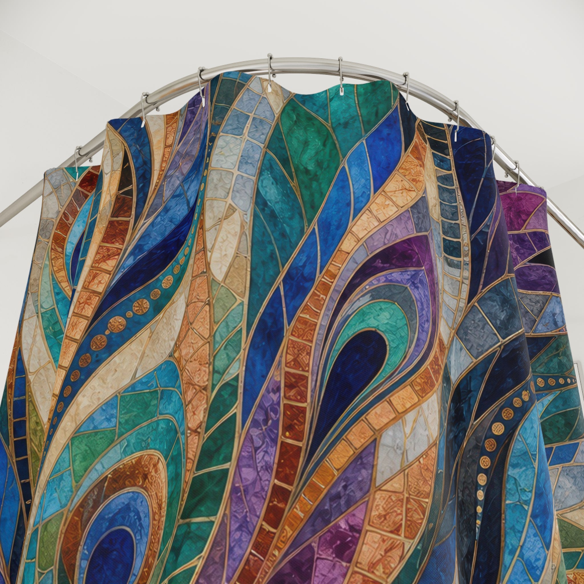 Prismatic Plume Mosaic Shower Curtain