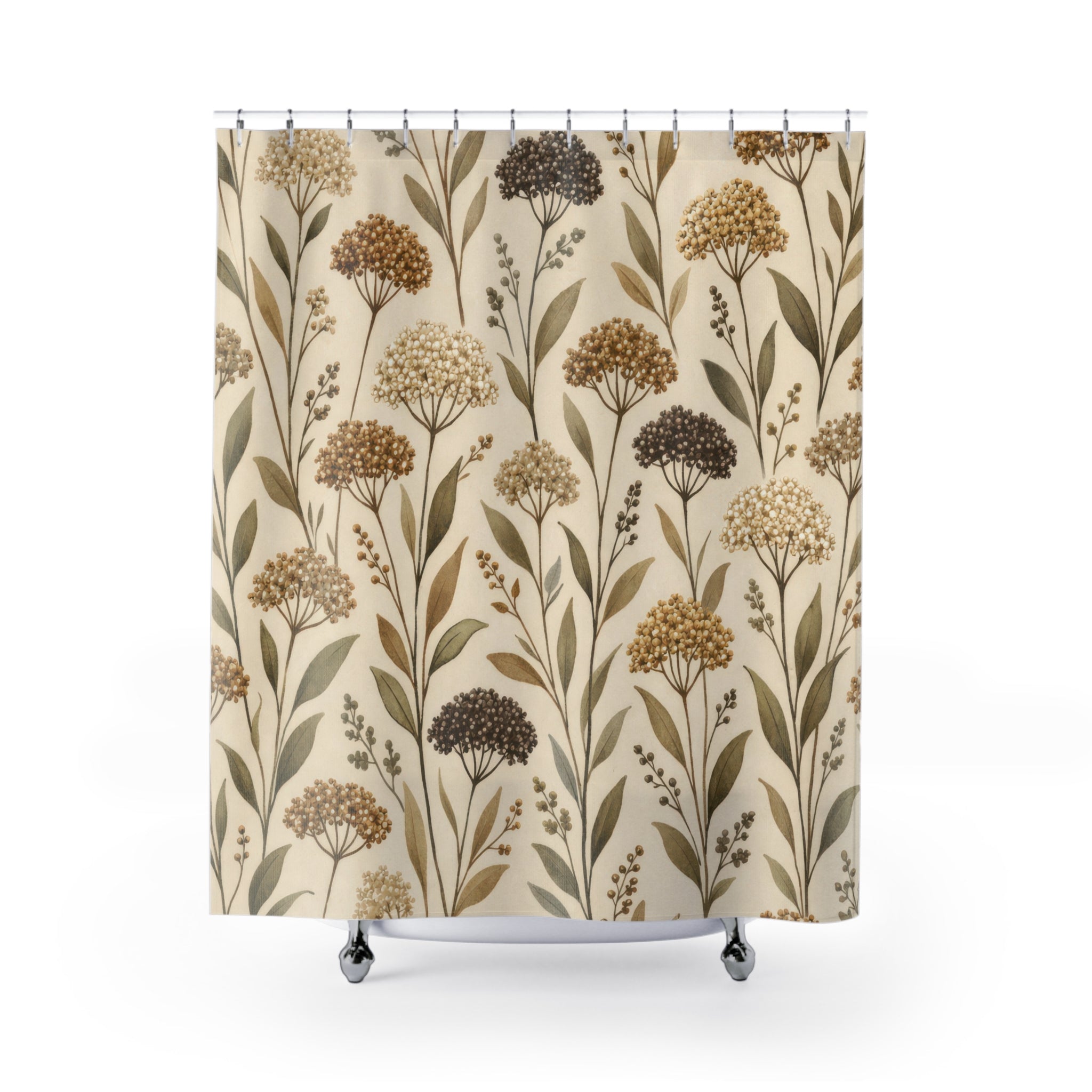 Neutral Wildflower Stem Shower Curtain