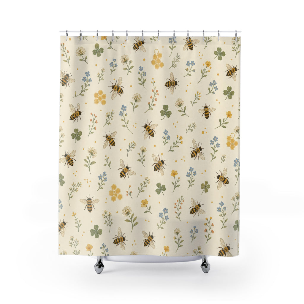 Bee Wildflower Shower Curtain