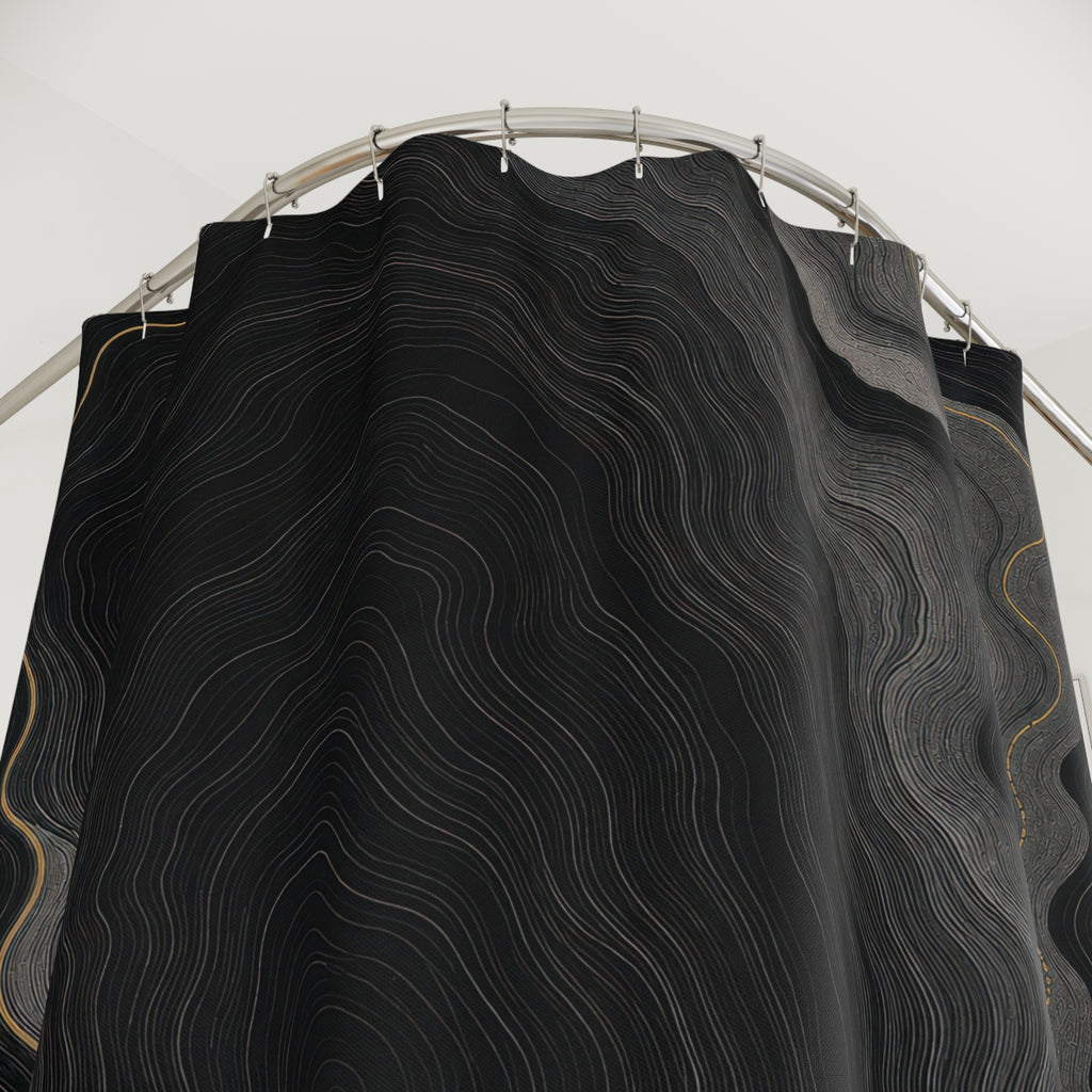 Black & Grey Topographic Shower Curtain